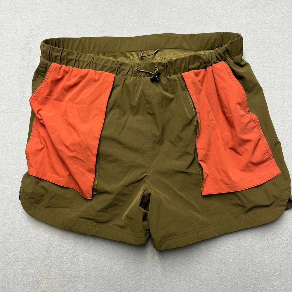 Stoic Trail Running Shorts XXL Olive Orange Gorpcore Nylon Hiking Split Hem